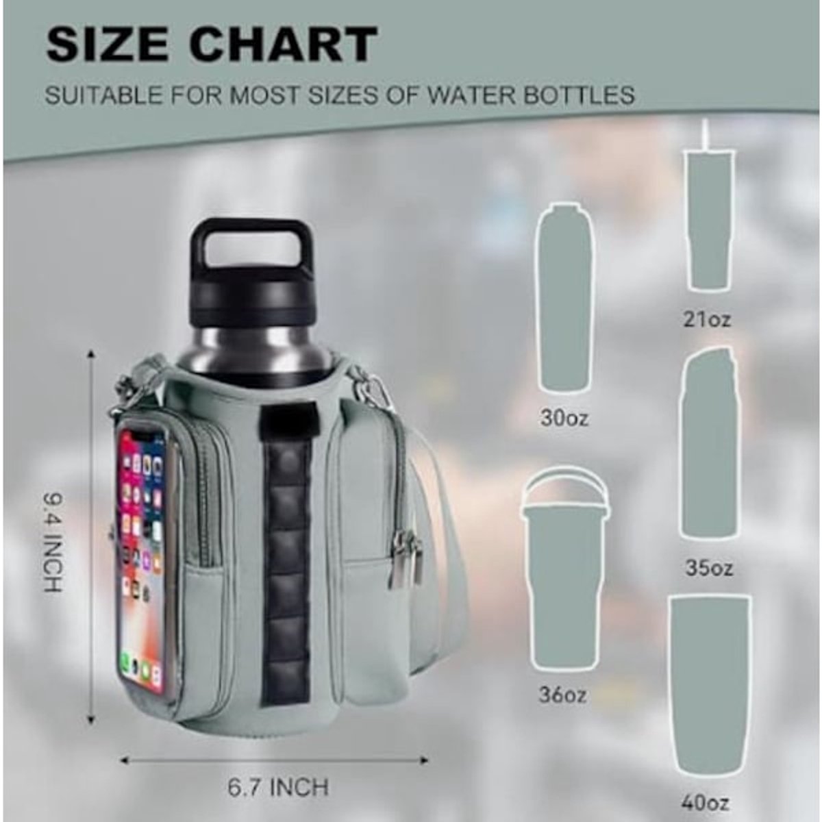 Magnetic Sports Bag with Adjustable Shoulder Strap - Includes Water Bottle Holder and Pocket - for Sports, Workouts, Travel & Work（Purple） — image 3