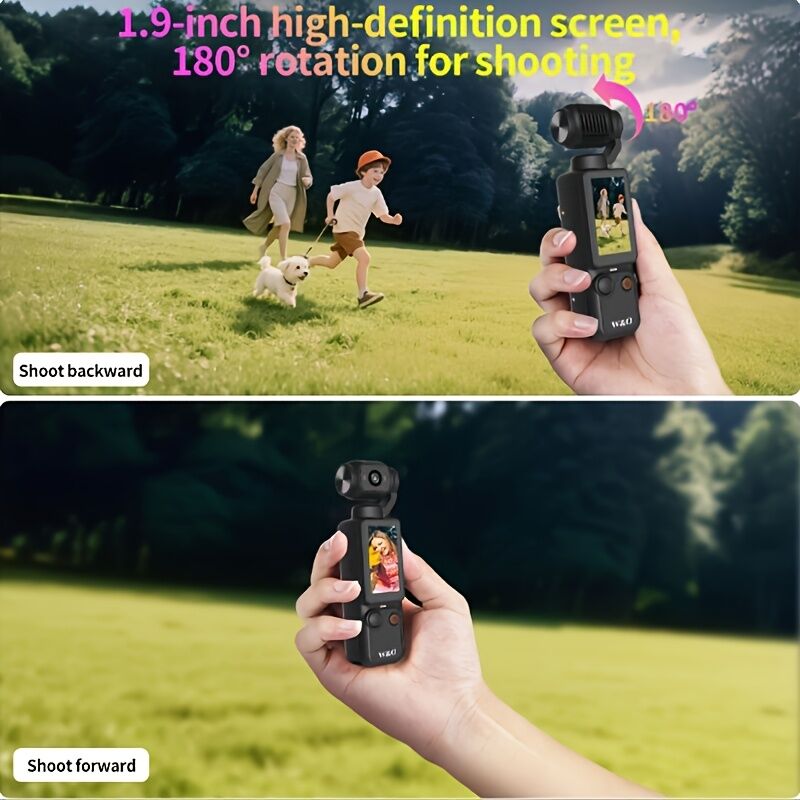 BLACK**4K HD 180° Rotating Anti-Shake Action Camera|1.9-Inch Screen + 2000mAh Battery, Compact & Portable Vlogging & Travel Companion — Streamlined Design — image 4