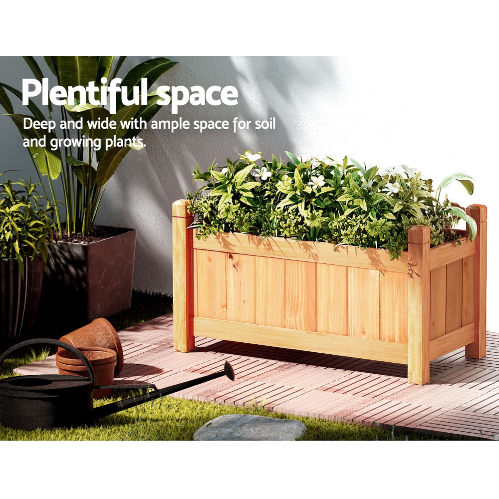 Green Fingers Garden Bed 60x30x33cm Wooden Planter Box Raised Container Growing β image 5