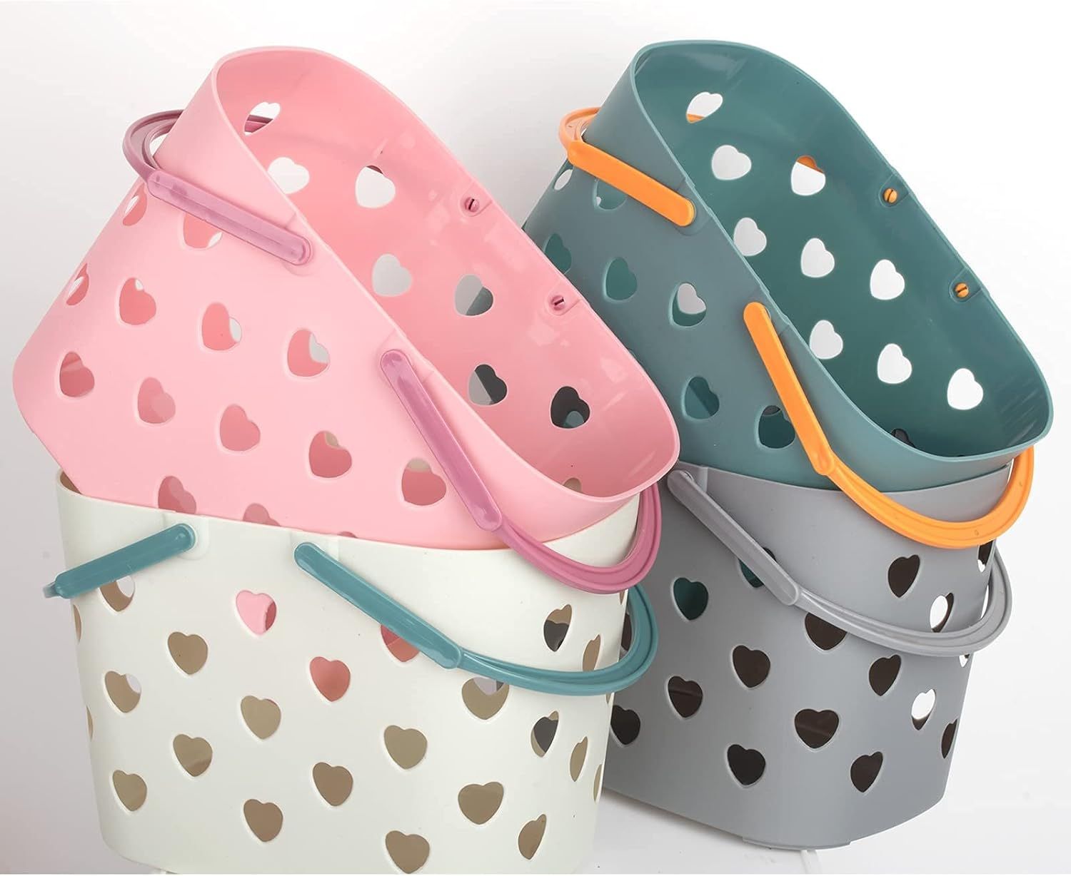 2 Pack Portable Shower Caddy Tote Plastic Storage Basket with Handle Box Organizer Bin for Bathroom, Pantry, Kitchen, College Dorm, Garage, Set of 2 - Pink & โ image 4