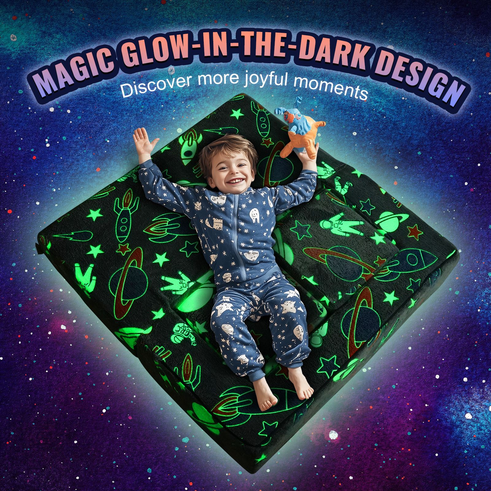 Modular Kids Play Couch 4Pcs DIY Glow in the Dark Toddler Chair Grey โ image 6