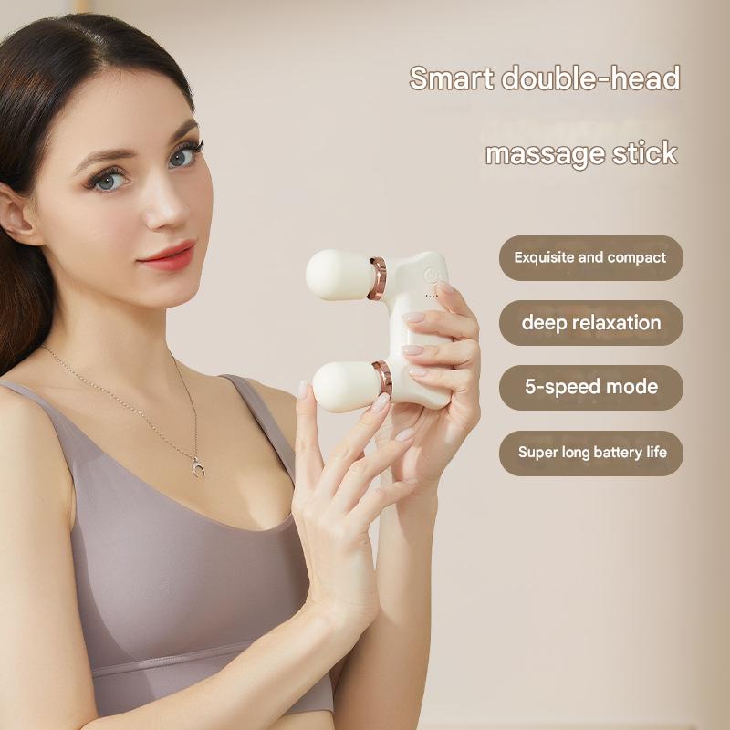 White Portable Dual Head Mini Massager - 5 Modes, Quiet Operation, USB-C Rechargeable โ image 2