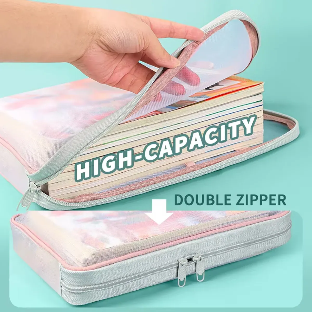 4PCS A4 Clear Zipper File Storage Bags Large Capacity for Documents Books Papers — image 4