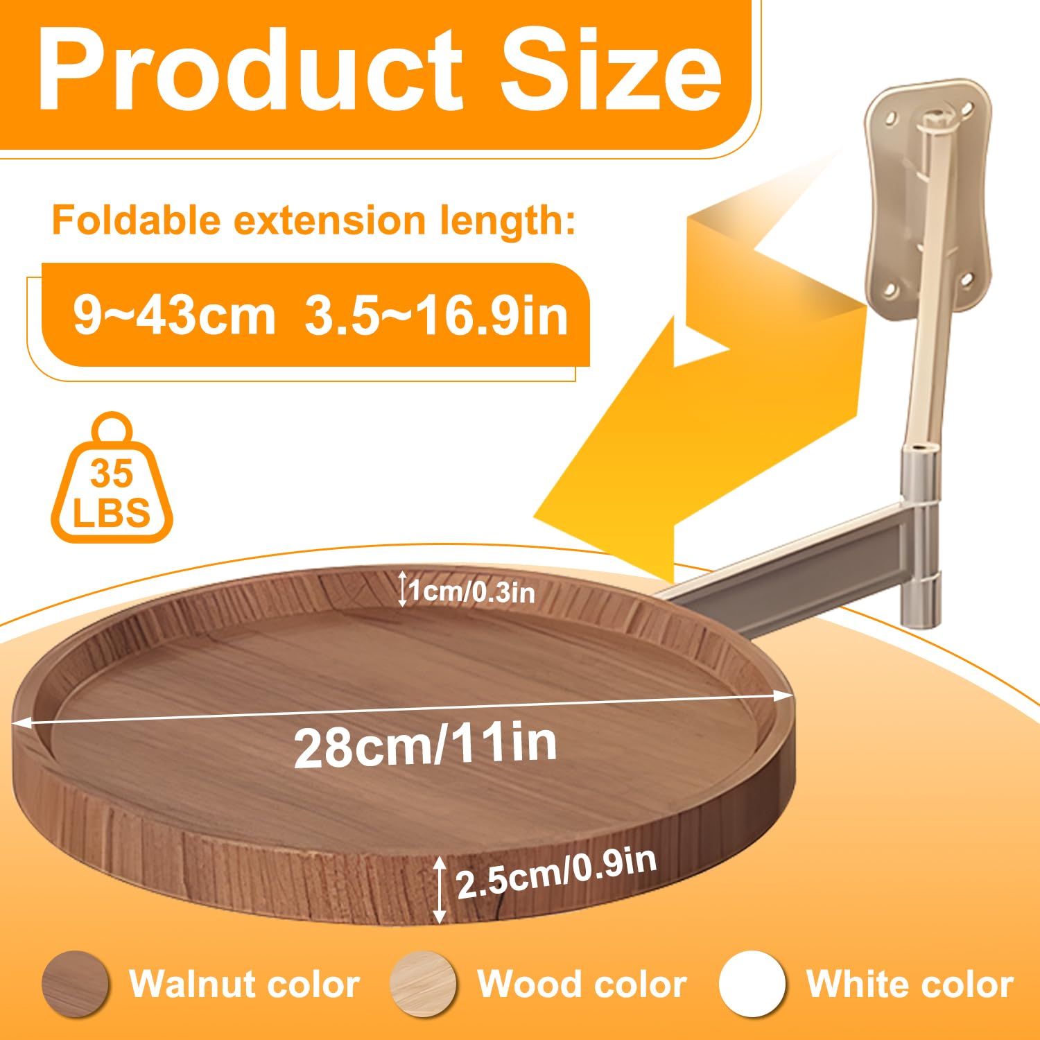 Wall-Mounted Foldable Round Table – Telescopic Adjustable Bedside Desk with Aluminum Alloy Support, Multi-Use Floating Table for Bedroom, Living Room, Balcony — image 2
