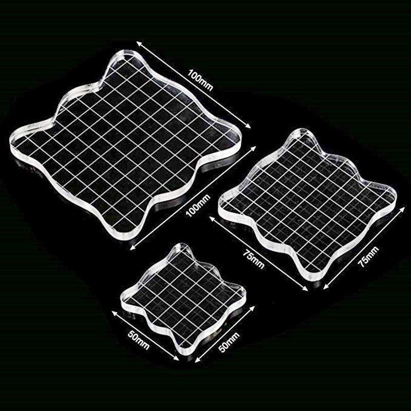 3 Pieces Stamp Blocks with Grid and Grip,Acrylic Clear Stamping Blocks Set Essential Stamping Tools for Scrapbooking Crafts Making — image 5