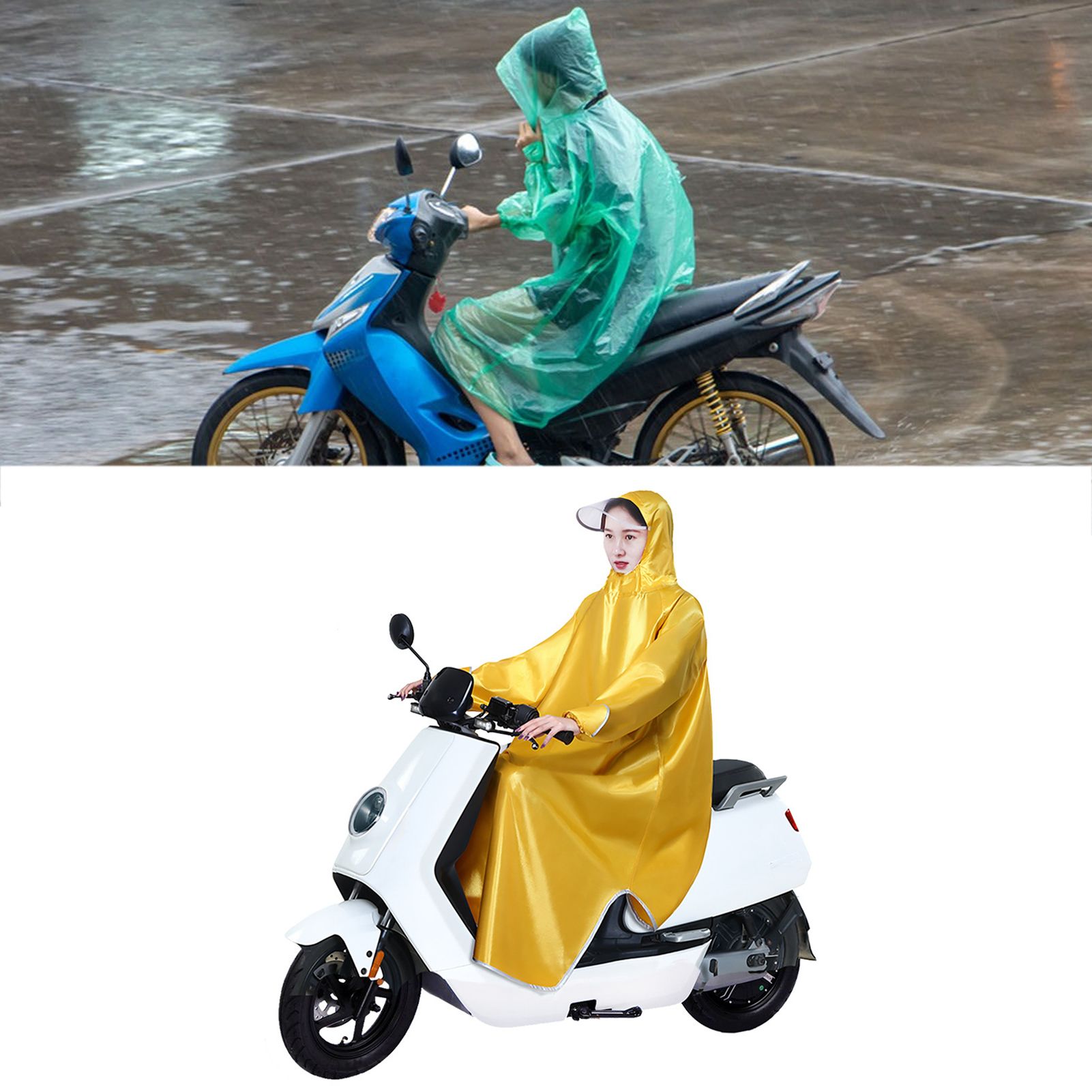 Electric Bike Raincoat Enlarged Protection Oxford Cloth Adults Sleeve Rain Poncho for Cycling Golden Yellow 5XL โ image 5