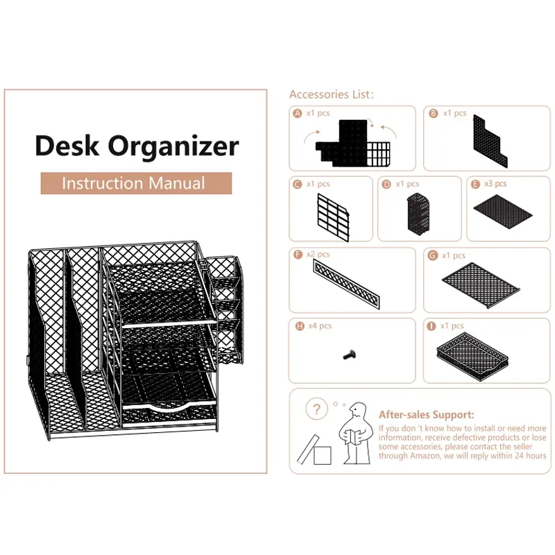Multi Layer Desktop File Rack Storage Organizer Black Plastic for Office Home — image 6