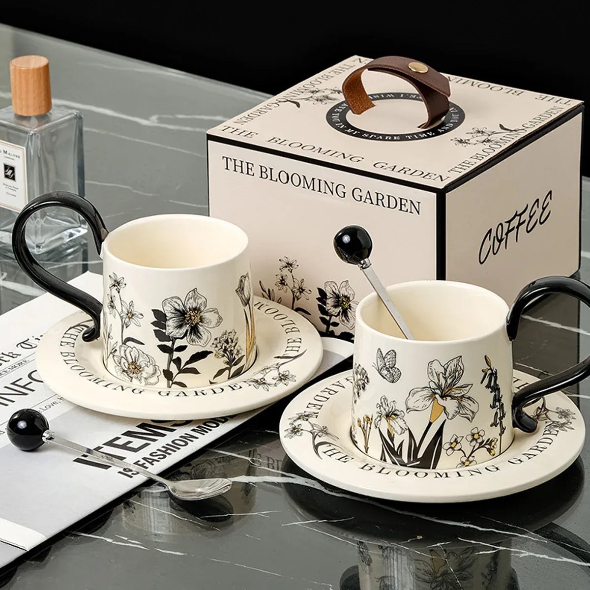 Vintage Ceramic Coffee Cup and Saucer Set Elegant Luxury Mug Gift Home Use โ image 5