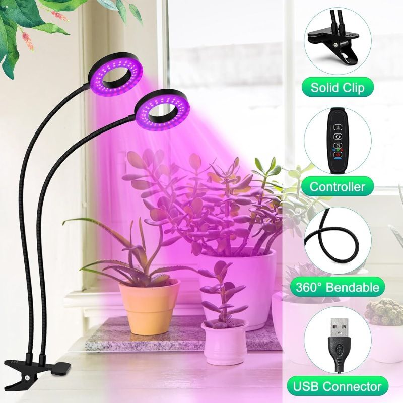 Grow Lights for Indoor Plant, LED Grow Light with Clip, Upgrade LEDs Clip On Plant Lights, Full Spectrum LED Plant Growing Lamp with 3 Modes, Auto Timer — image 2