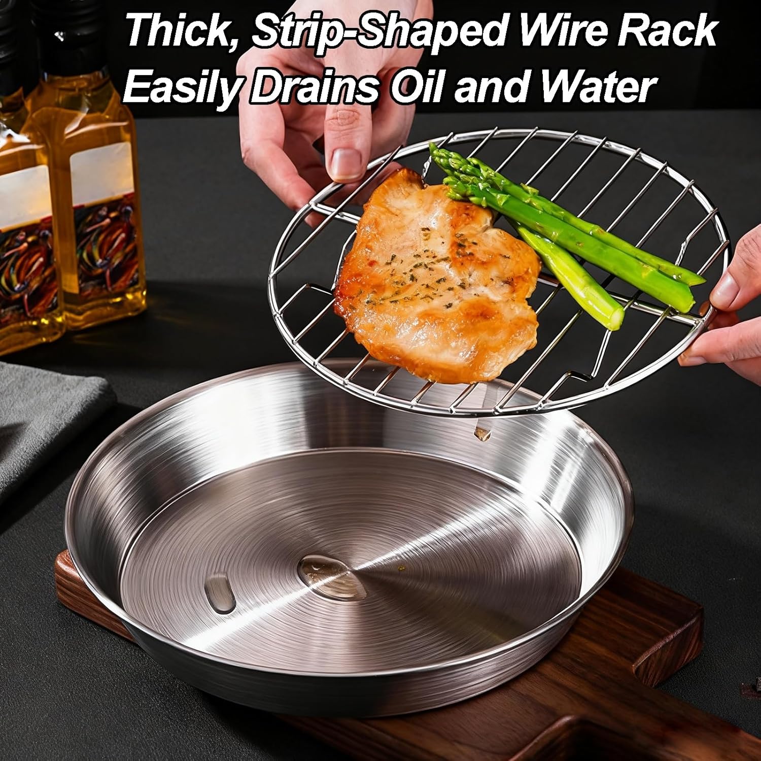 Baking tray for air fryer - Air fryer baking pan - Air fryer accessories - Baking tray with rack - Made of 304 stainless steel - 20 cm โ image 4