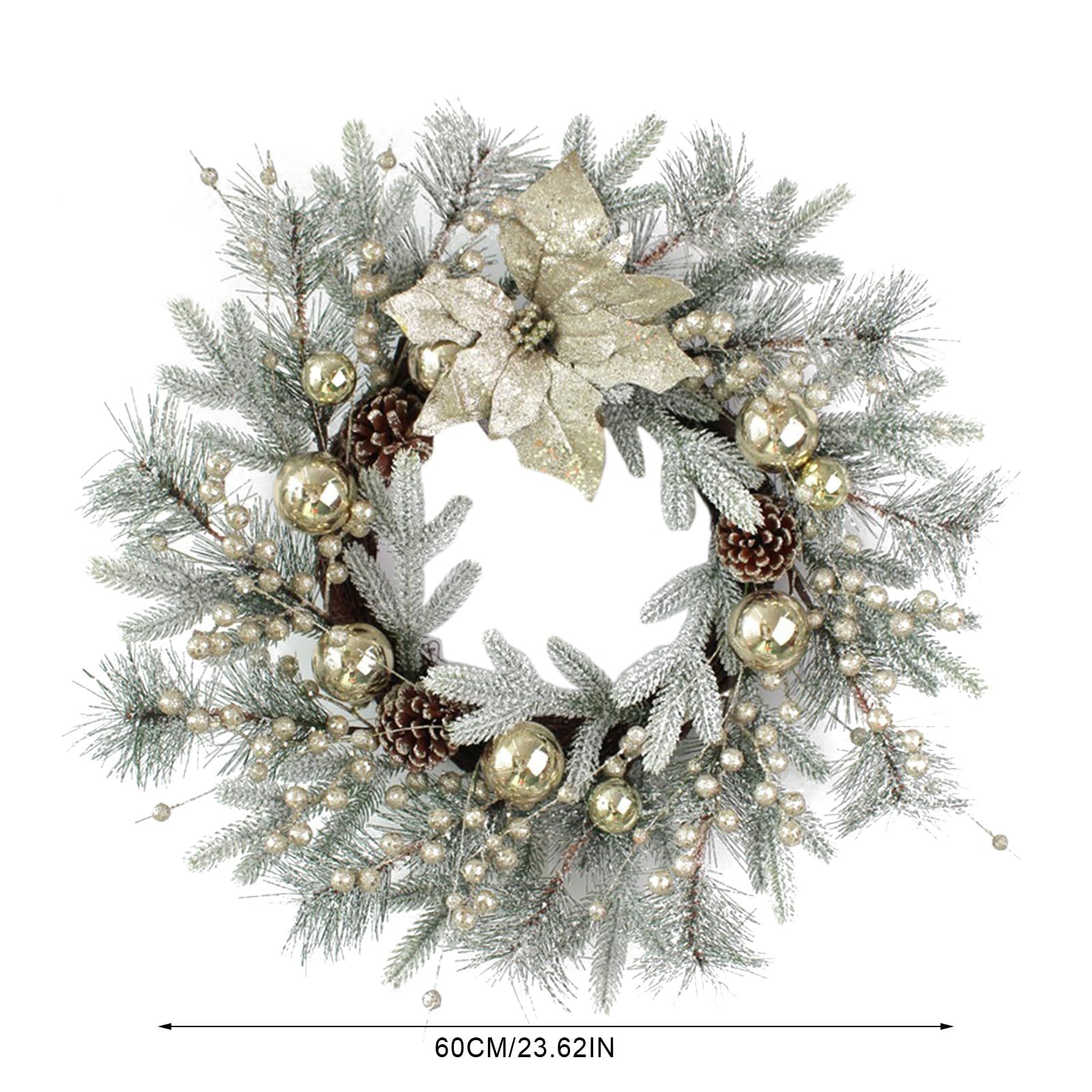 Christmas Front Door Wreath Decoration with Pinecone Flower Artificial Pine Rattan Wreath Garland Teardrop Swag Window Venue Setup โ image 3