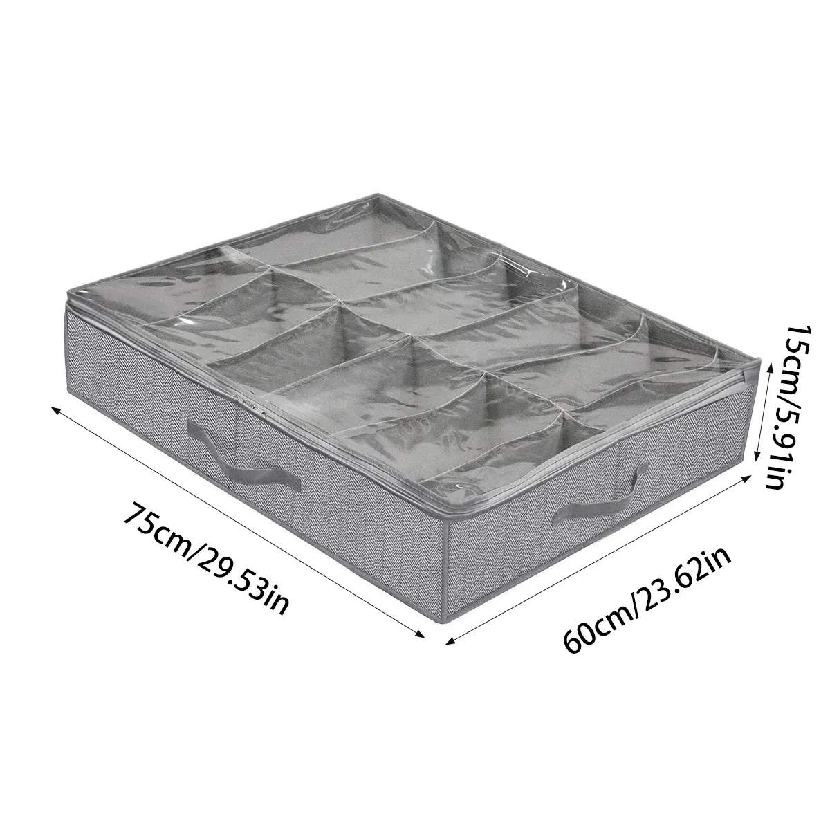 Foldable Shoe Storage Box with Lid Clear Under Bed Organizer Dustproof Visual — image 3