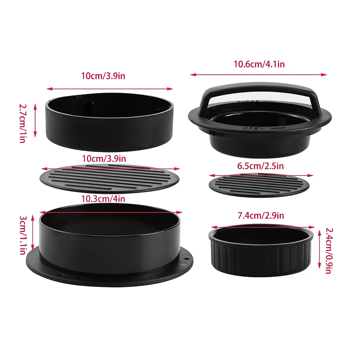 Manual Hamburger Press Round Meat Patty Mould BBQ with 100 Wax Discs — image 3