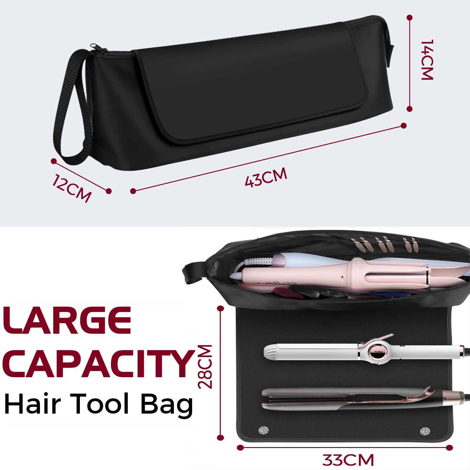 Hair Tools Travel Bag with Heat Resistant Mat, 2-in-1 Heat Resistant Hair Travel Bag for Flat Irons,Hair Tool Organizer Travel — image 2