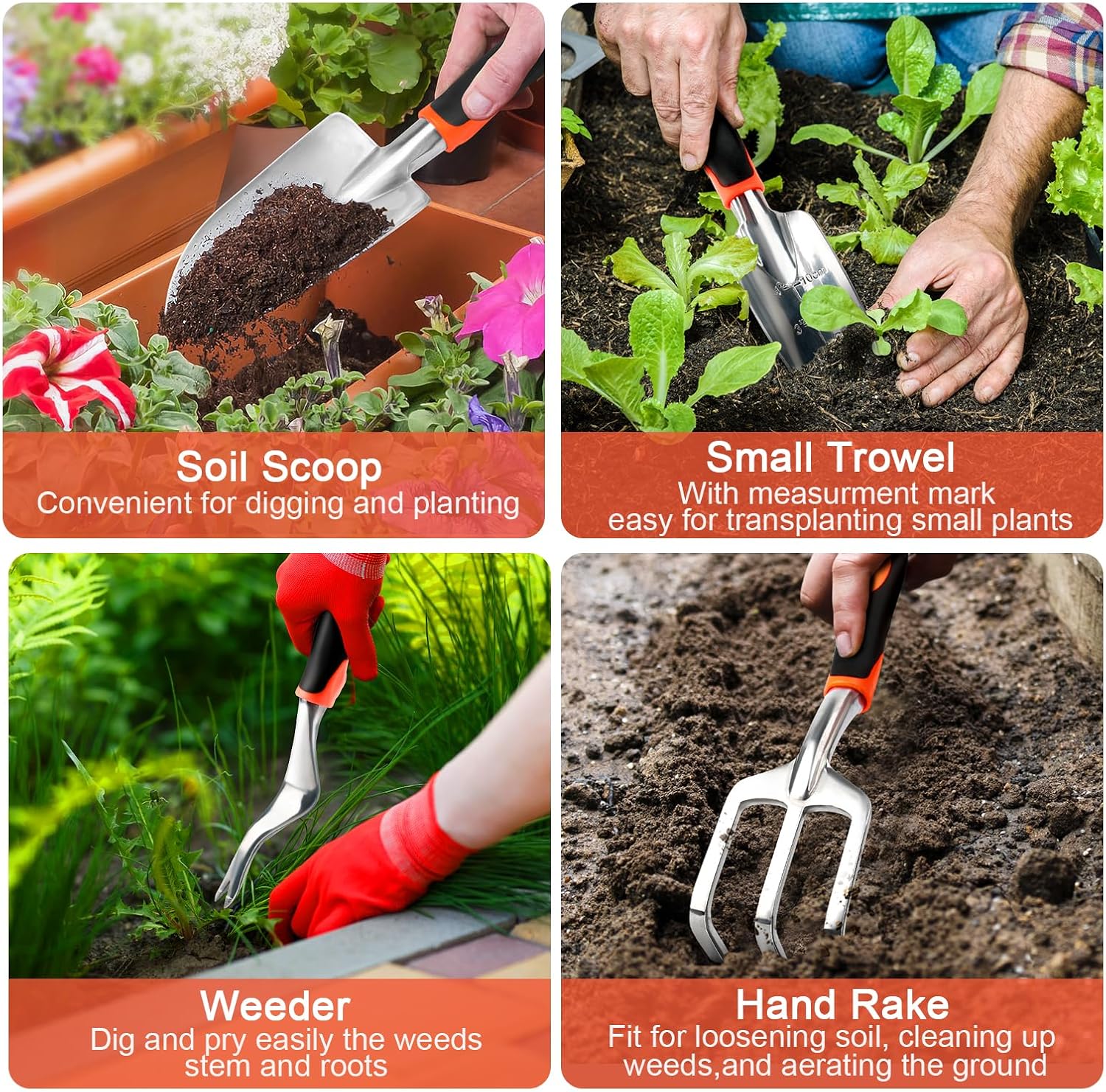Garden Tools Set, 8 Piece Gardening Tools Set with Non Slip Ergonomic Handle+ Trimmer Shoulder Strap for Weed, Adjustable Shoulder Straps Pads โ image 5