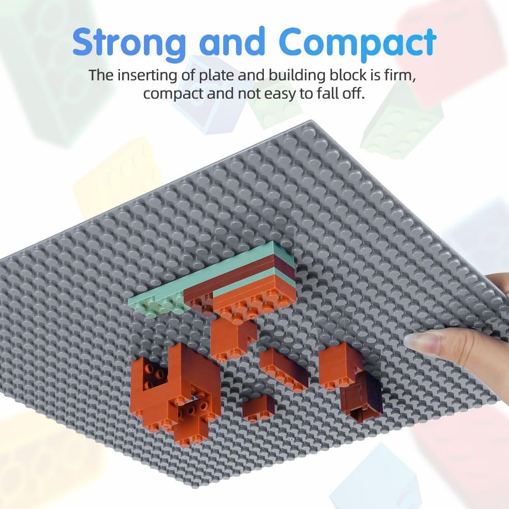 Building Plate, 4 pieces of classic base plates, 25.5 x 25.5 cm, base plate, building toys for children 4 pieces light gray โ image 6