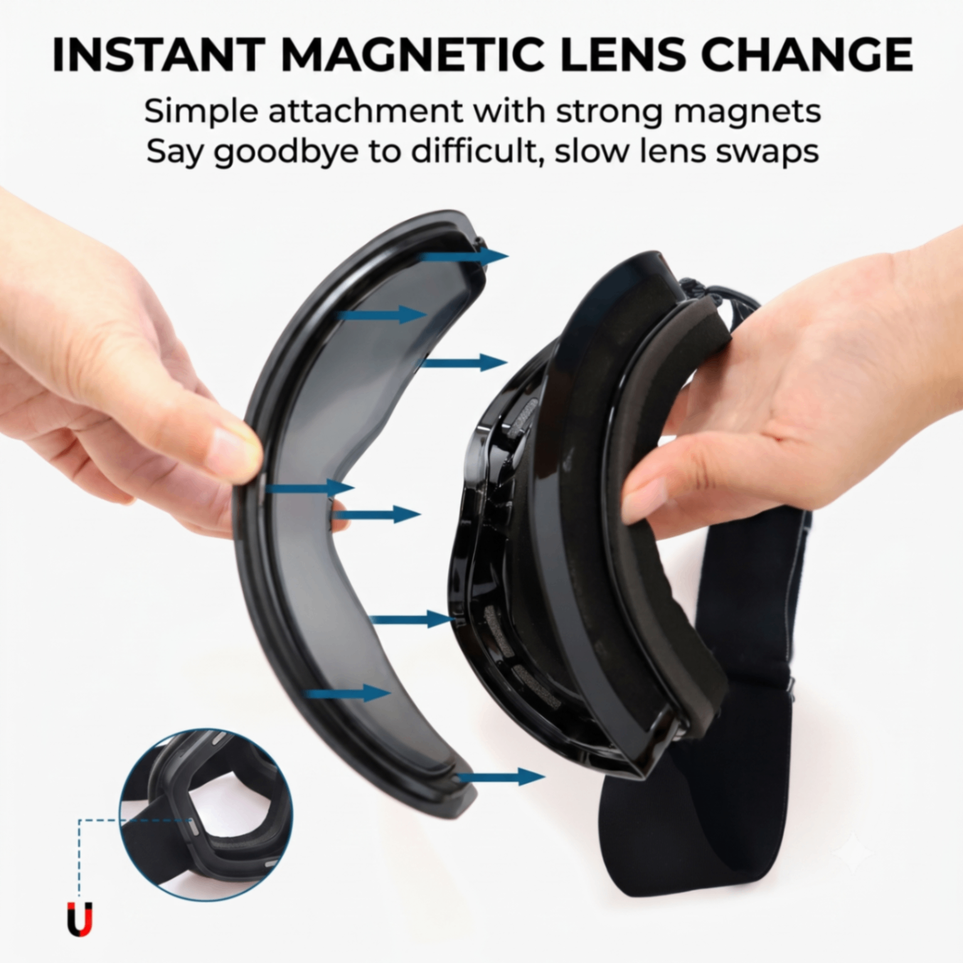Magnetic Cylindrical Ski Goggles with UV400 Anti-Fog Dual-Lens, Impact-Resistant TPU Frame, Interchangeable Lens for Snow Sports, Includes Protective Case & — image 4