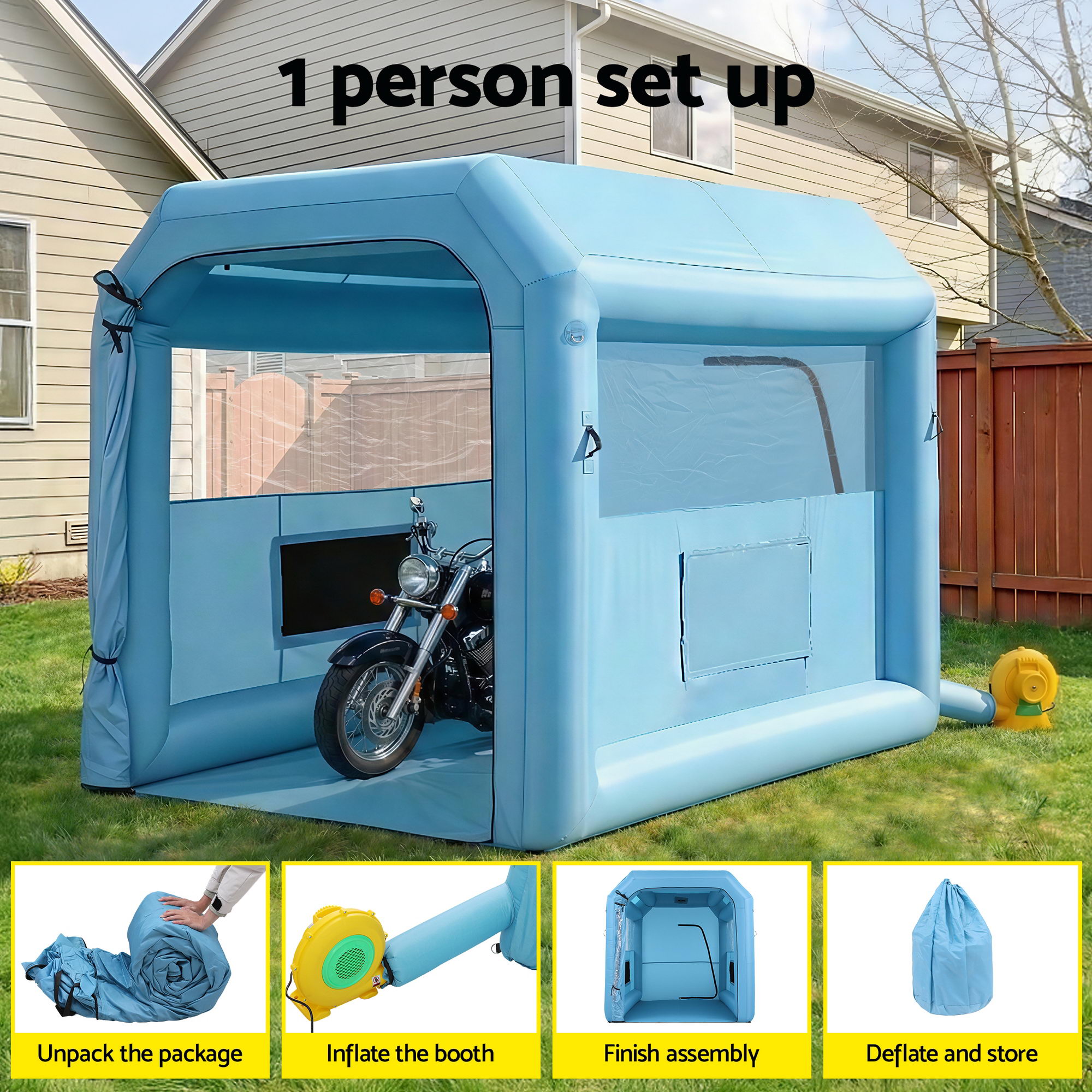 Giantz Inflatable Paint Booth 2.5X2.5X3M Inflatable Spray Booth with 550W Powerful Blower and Air Filter System, Round Roof with Light Hook, for Painting โ image 4