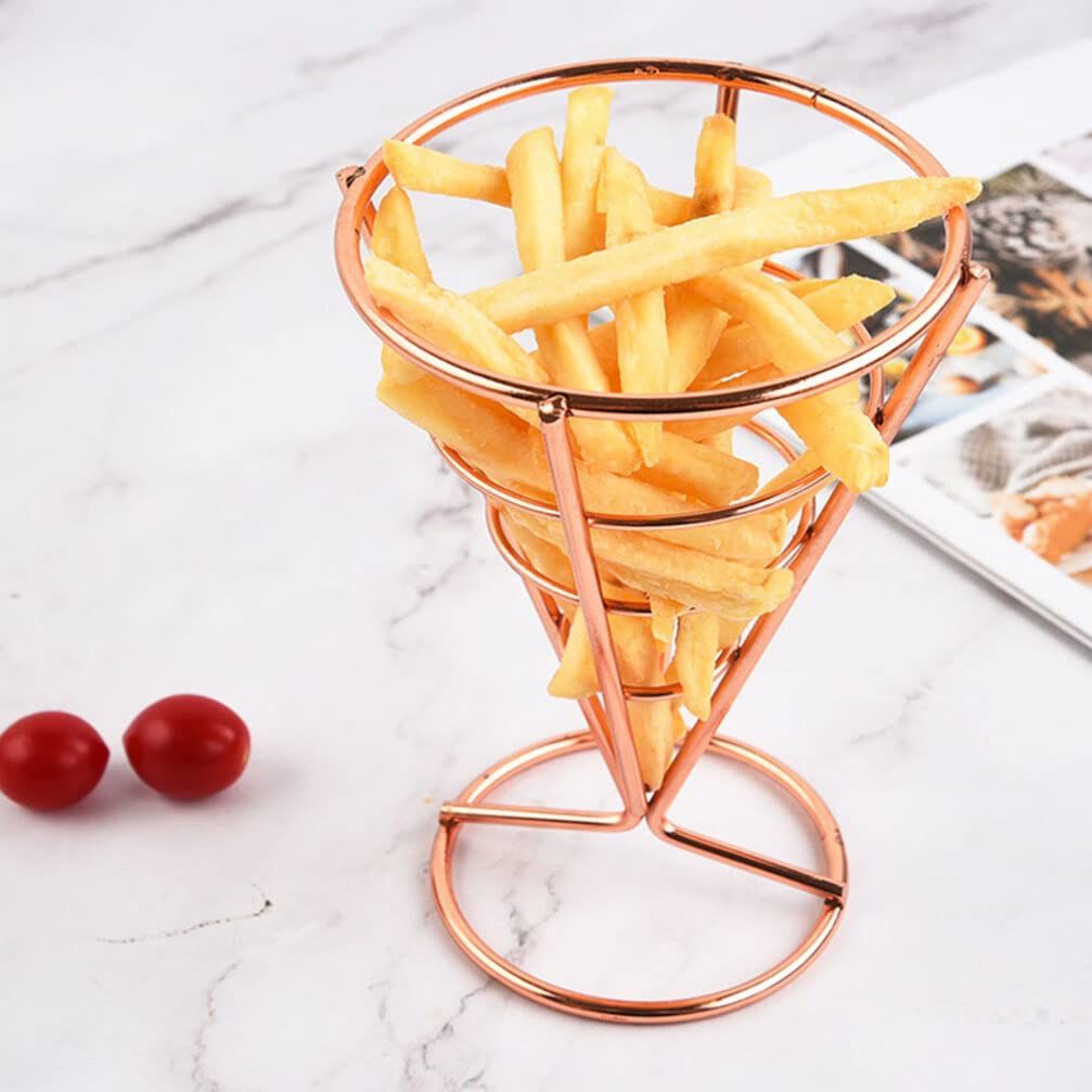 Food Tray French Fries Stands Serving Holder Cone Metal Wire Basket Fried Snack Basket for Home Parties Backyard Picnics — image 5