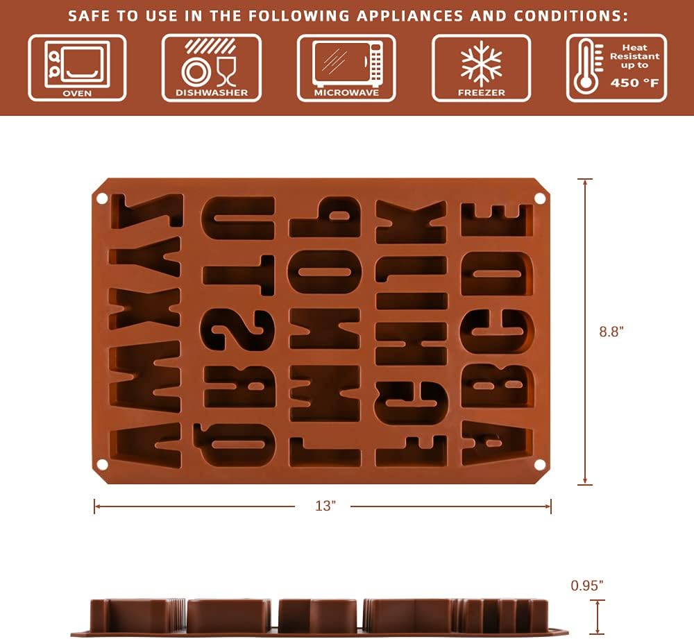 26 Cavities Large Letter Molds Silicone Alphabet Mold for Crayon, Resin, Chocolate, Candy, Wax, Cake Baking Decor (1) โ image 3