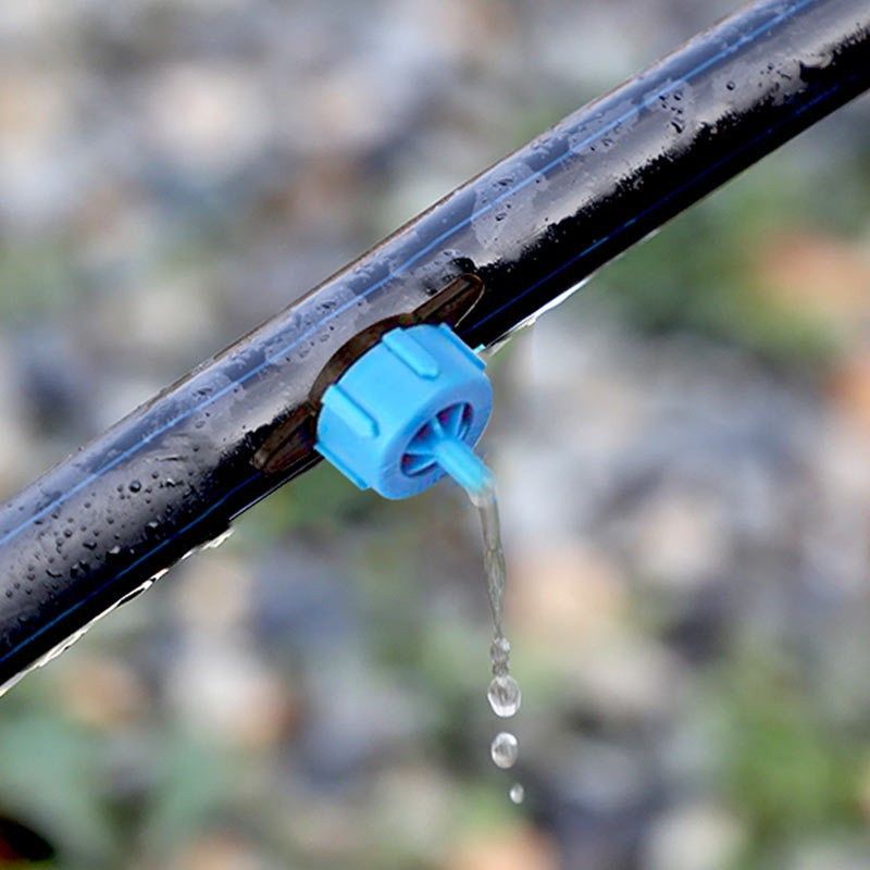 Pressure Compensating Dripper 2 GPH 8L/H Emitter for Garden Lawn Drip Irrigation with Barbed Hose Connector, Plastic Black Blue — image 3