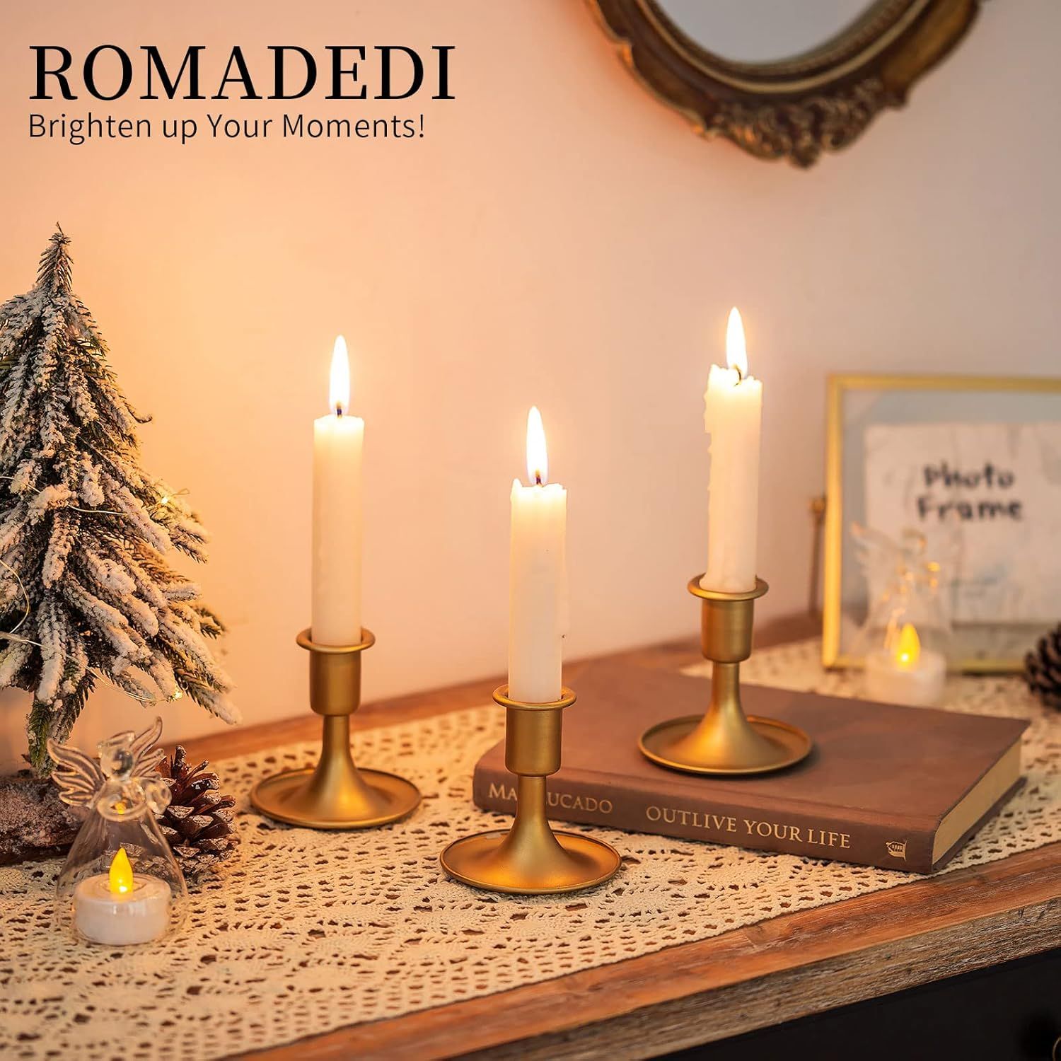 Candlestick Holders Taper Candle Holders, Gold Candle Stick Candle Holder for Table Centerpiece, Wedding Reception, Festive Christmas Mantel Decoration or Home โ image 2