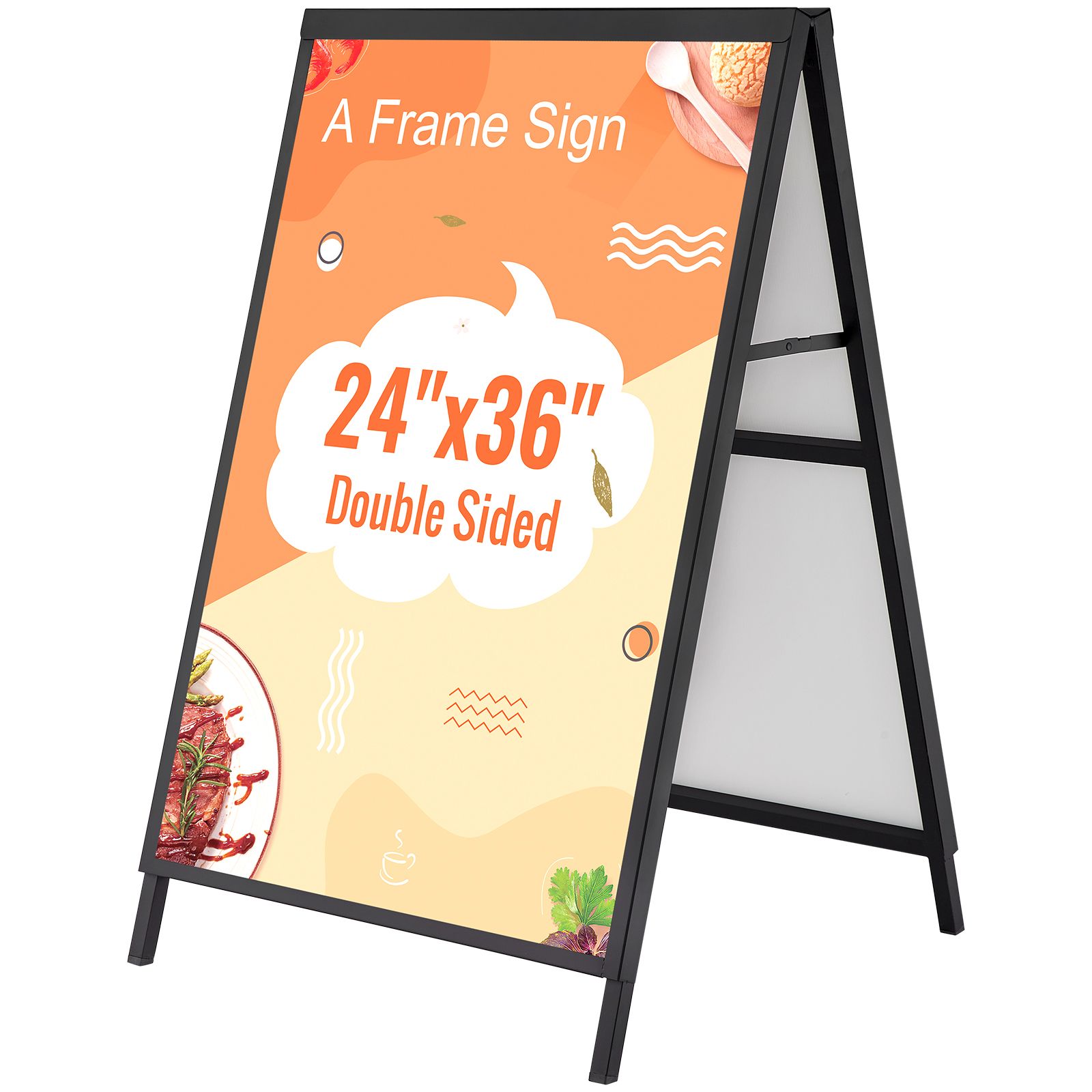 A Frame Sidewalk Sign, 61x91cm Heavy Duty Slide-in Signboard Holder, Double-Sided Folding Sandwich Board Signs, Steel Pavement Sign Poster for Outdoor Business