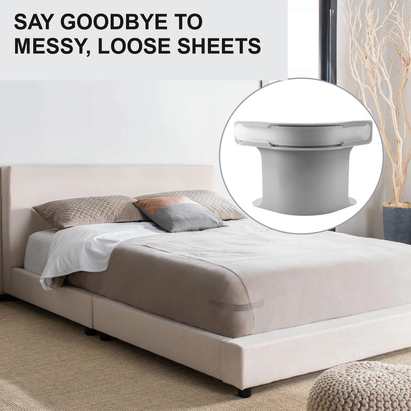 4-Pack Grey Fitted Sheet Clips, Non-Slip Mattress Corner Fasteners for Single and Double Beds — image 3