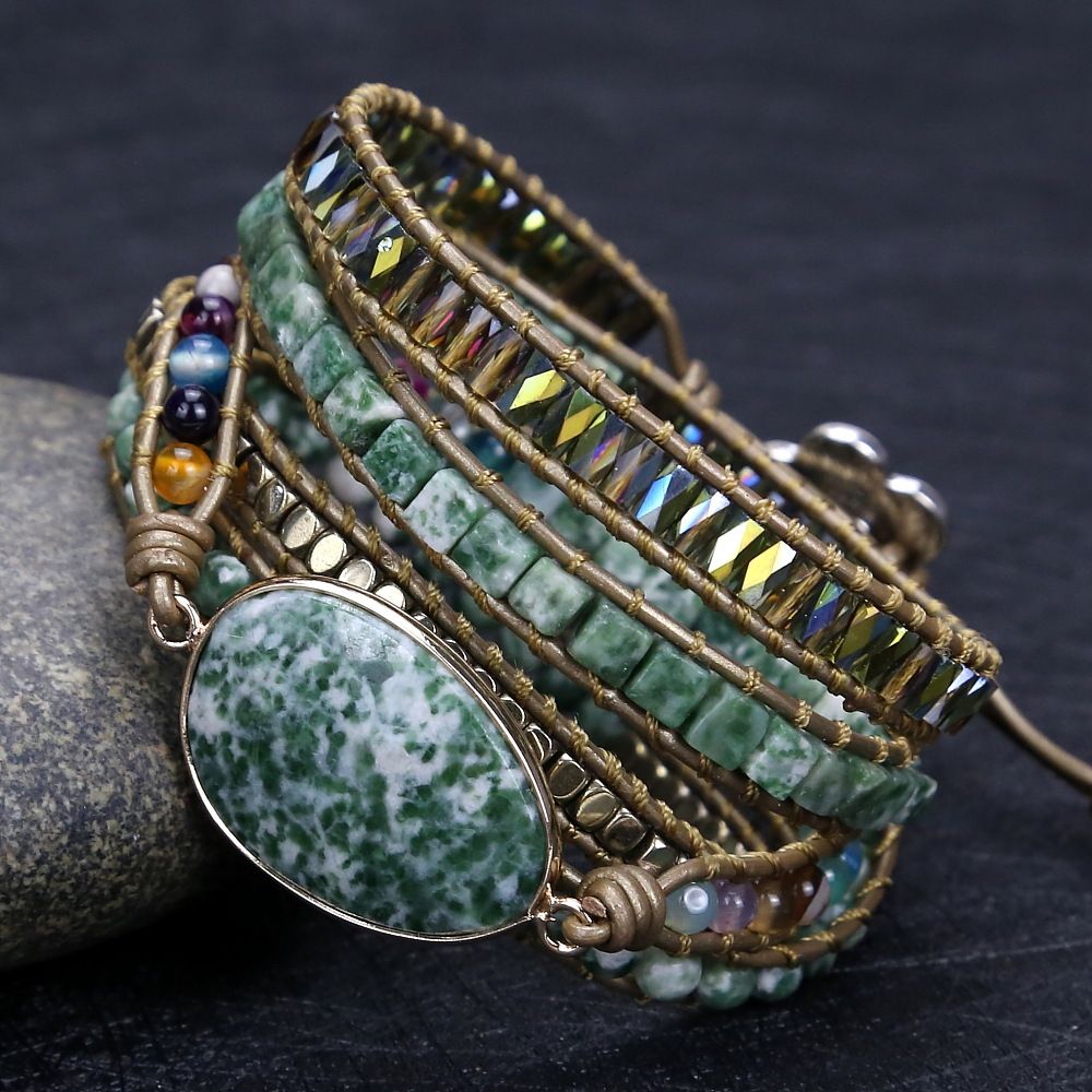 Vintage Handwoven Natural Stone Beaded Bracelet – Bohemian Charm, Each Amethyst Unique — image 5