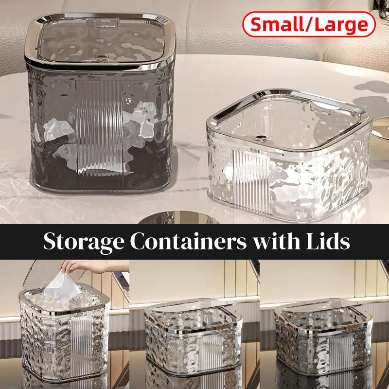 Desktop Mini Trash Can Small Waste Bin Storage Bucket for Office Kitchen Home - Grey-L โ image 2