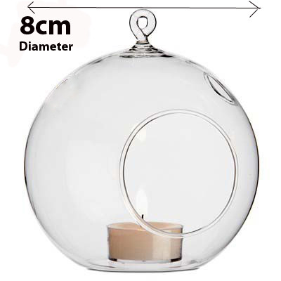 50 x Wholesale Lot of Hanging Clear Glass Ball Tealight Candle Holder - 8cm Diameter / High - Wedding Globe Decoration Terrarium Succulent Plant Mini Garden โ image 2