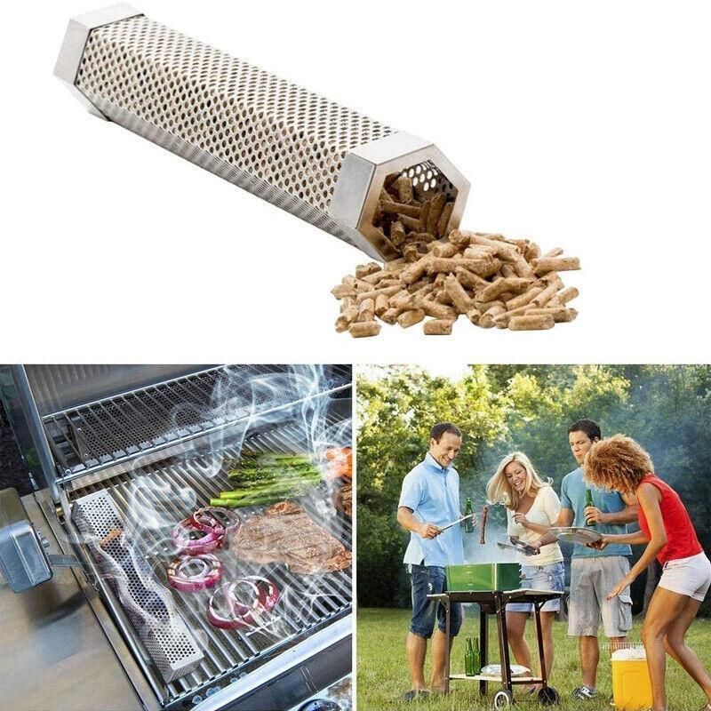 Hexagon Bbq Smoker Tube Stainless Steel Grill Accessory Smoking Box Long Lasting - 12Inch — image 5