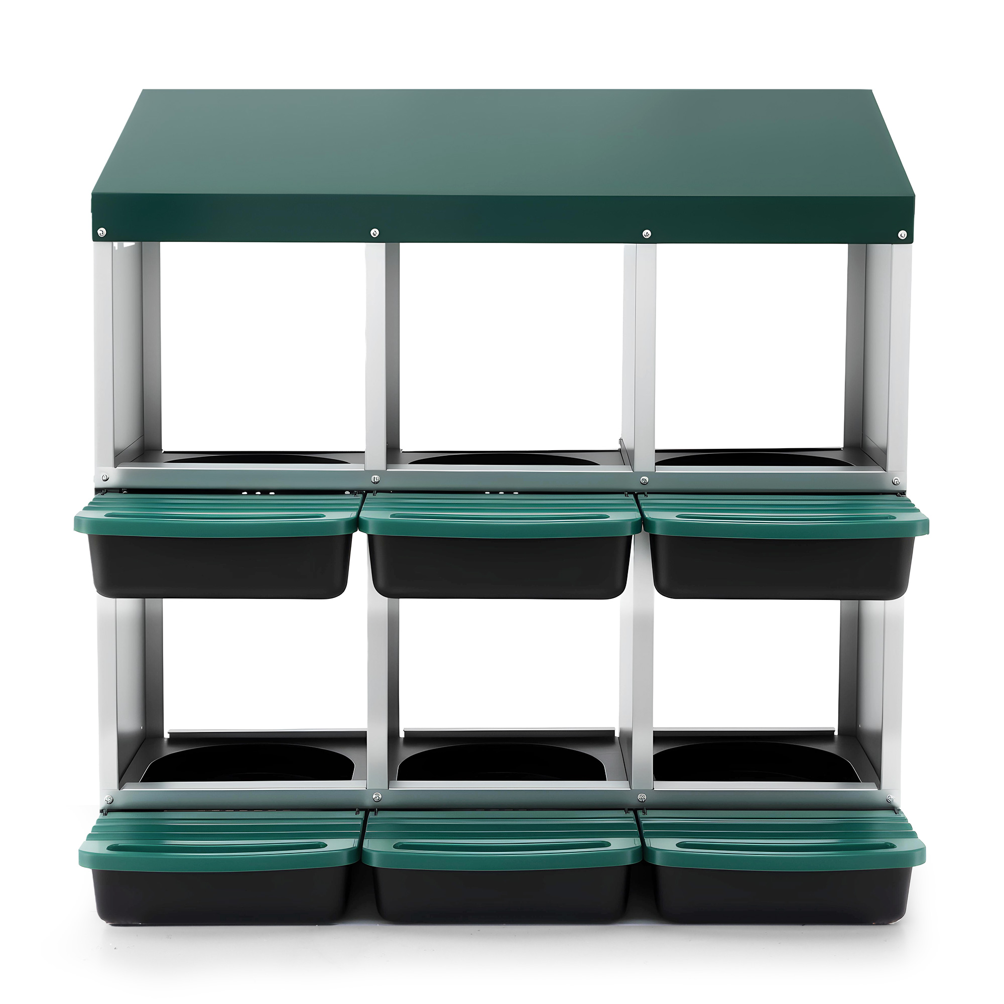 i. Pet Chicken Nesting Box Roll Away Metal Nesting Box Wall Mounted 6 Holes Green — image 3