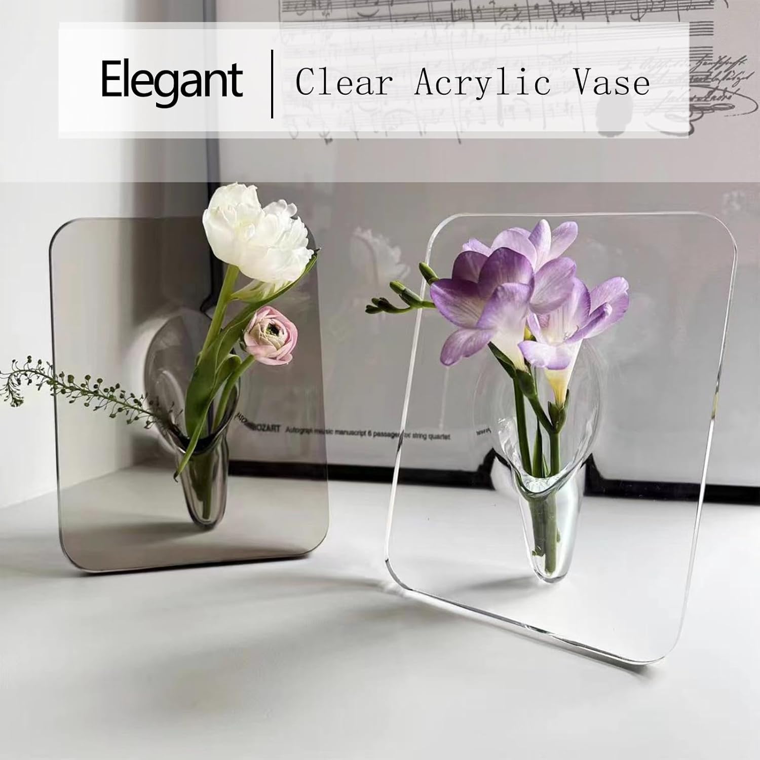 Clear Acrylic Photo Frame Vase - Modern Style Decorative Vase for Office Bookshelf Bedroom Living Room - Unique Home Decor Piece — image 5