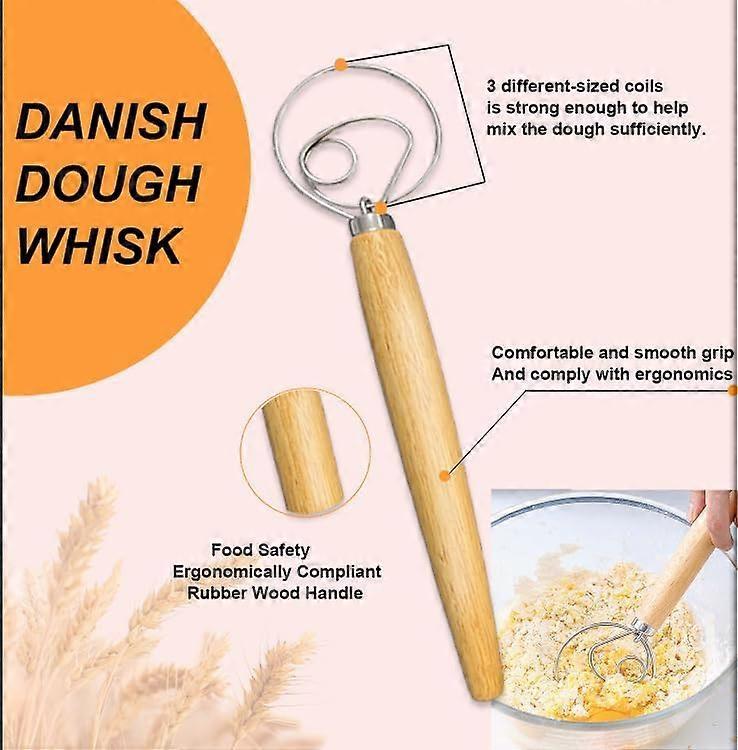 Dough Whisk Set of 3 - Handcrafted Dough Mixing Tools โ image 2