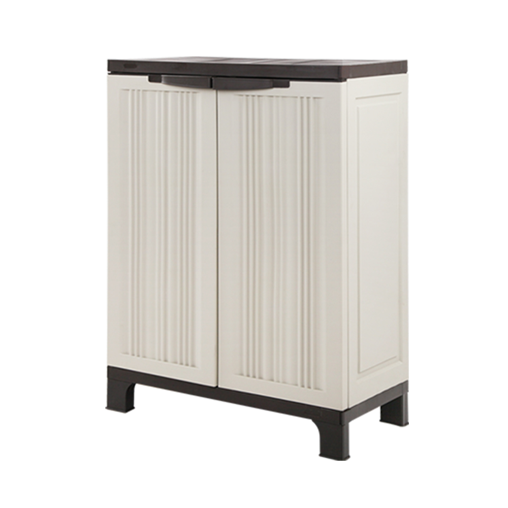 Gardeon Outdoor Storage Cabinet Box 92cm Lockable Cupboard Sheds Garage Adjustable Beige — image 3