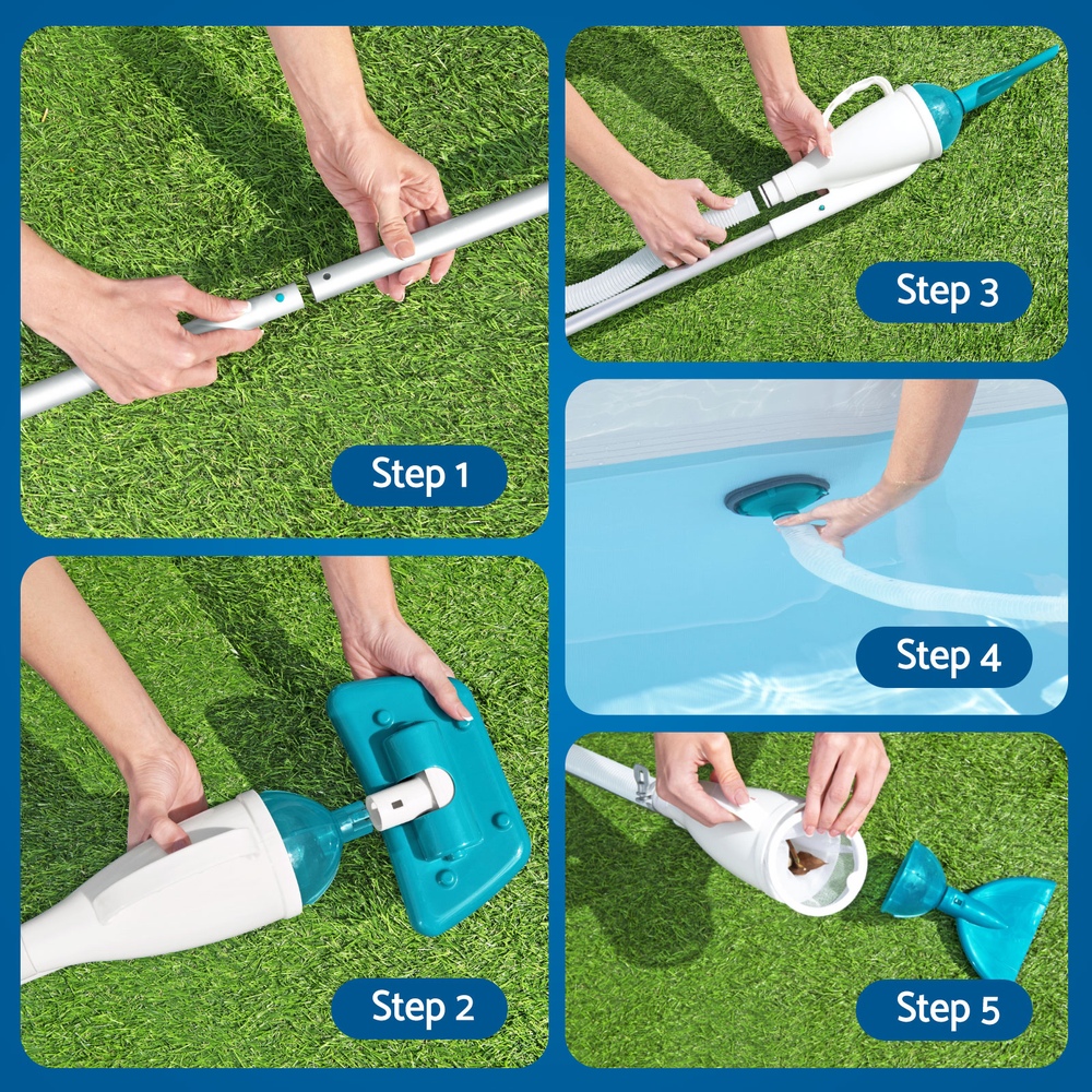 Bestway Pool Cleaner 2 Cleaning Heads Vacuum 6m Hose 1.9m Aluminium Pole — image 6