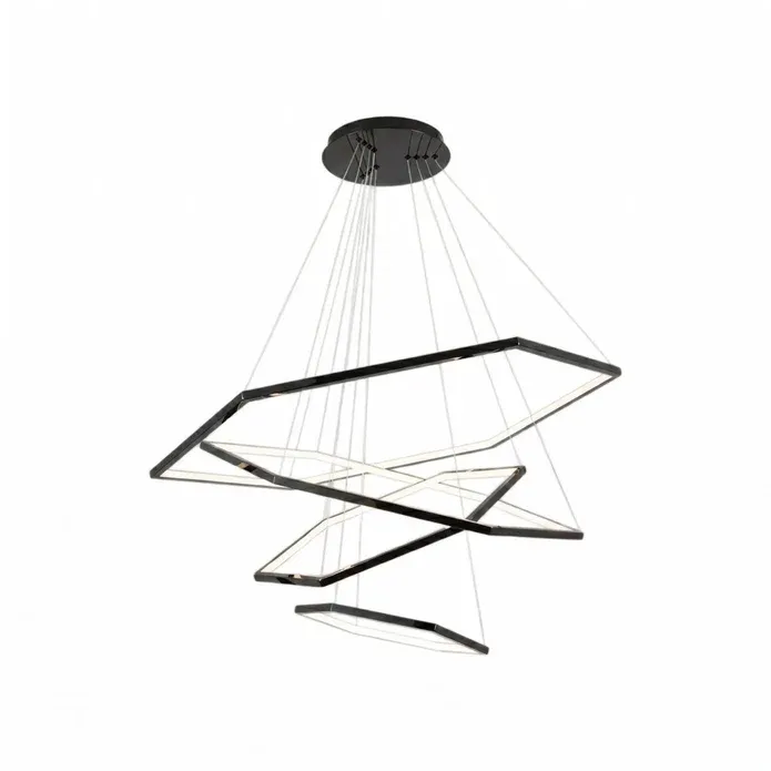 BAMDECOR AD2582/4 Modern LED Chandelier, Hexagonal Rings Ceiling Lighting Contemporary Chandeliers (4 Rings-Black) — image 4
