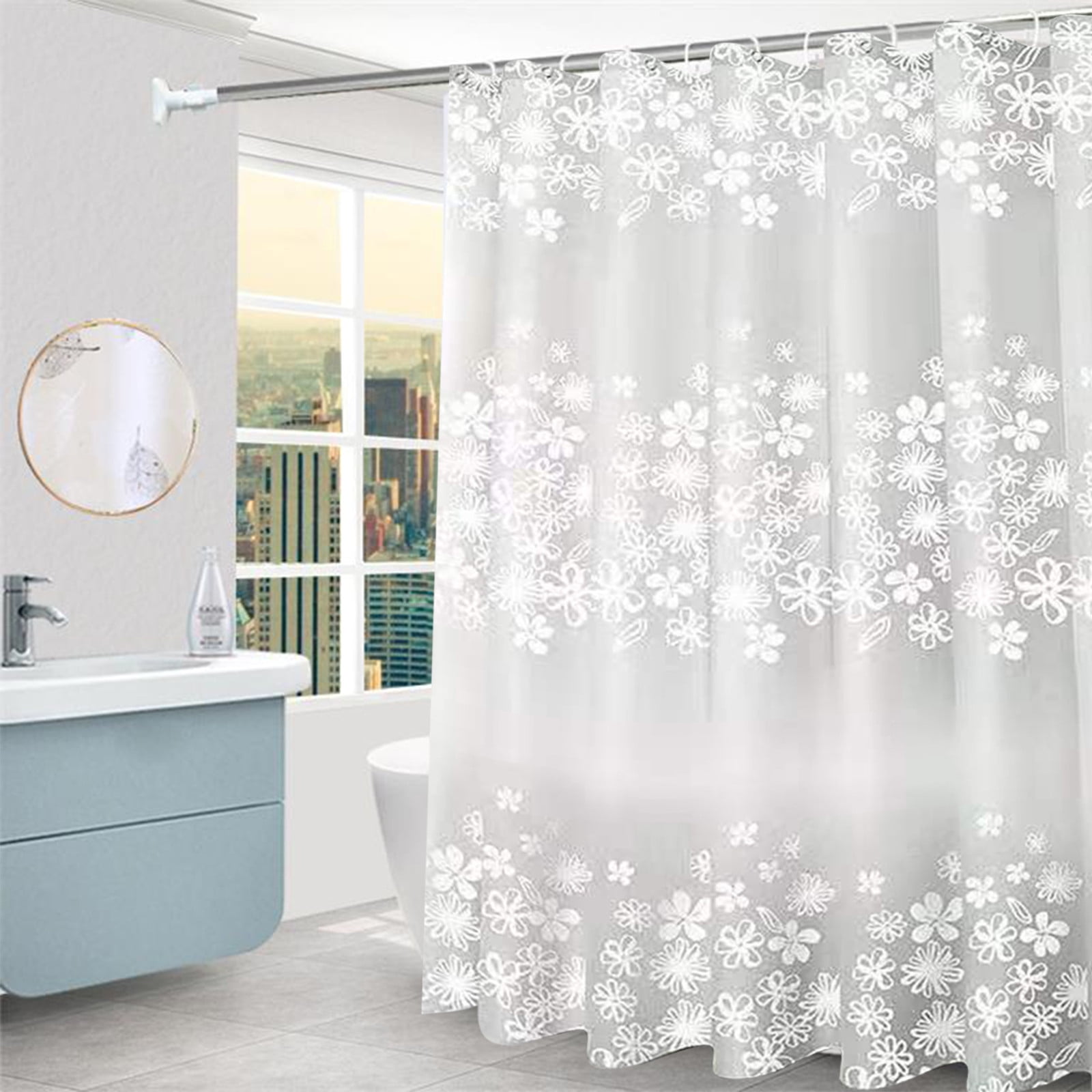 Shower Curtain, 31.5×71 Inch Shower Curtain Liner, Waterproof Plastic Shower Liner, Cute Lightweight Shower Curtain for Bathroom 47.2×71 in White — image 4