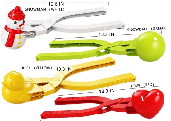 Snowball Maker for Kids | 4 Pieces - Ball/Heart/Duck/Snowman - Safe PP Material | Random Color โ image 2