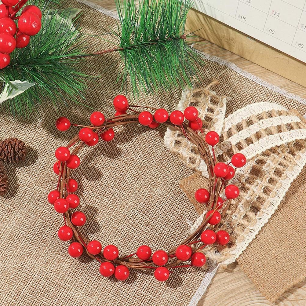100Pcs Artificial Holly Berries 10mm Plastic Berries Decor on Wire for Christmas Tree Decorations Berry Garland Flower Wreath DIY Crafts — image 4