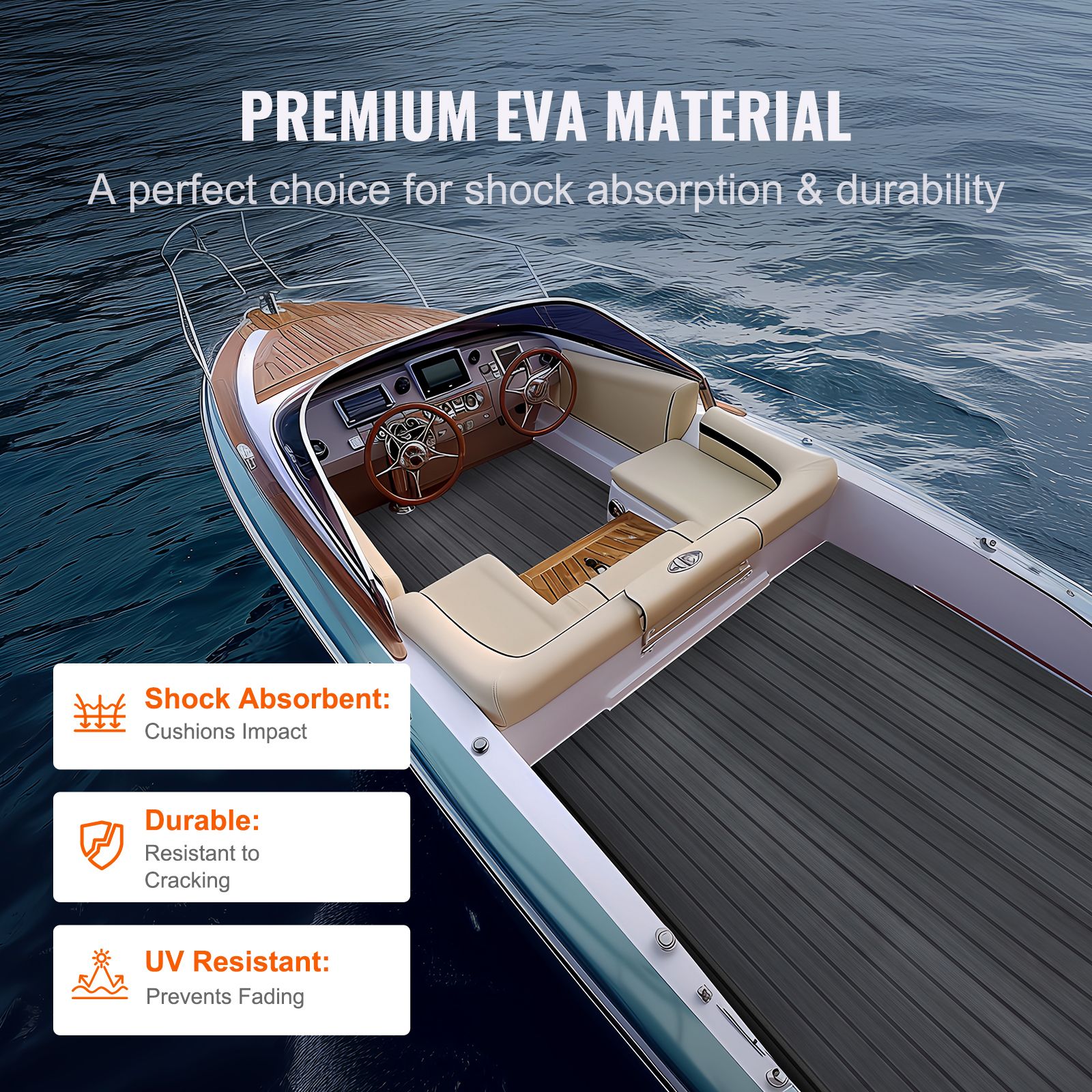 Boat Flooring, EVA Foam Boat Decking 94.5" x 23.6", Non-Slip Self-Adhesive Flooring, 15.5 sq.ft Marine Carpet for Boats, Yacht, Pontoon, Kayak Decking — image 4