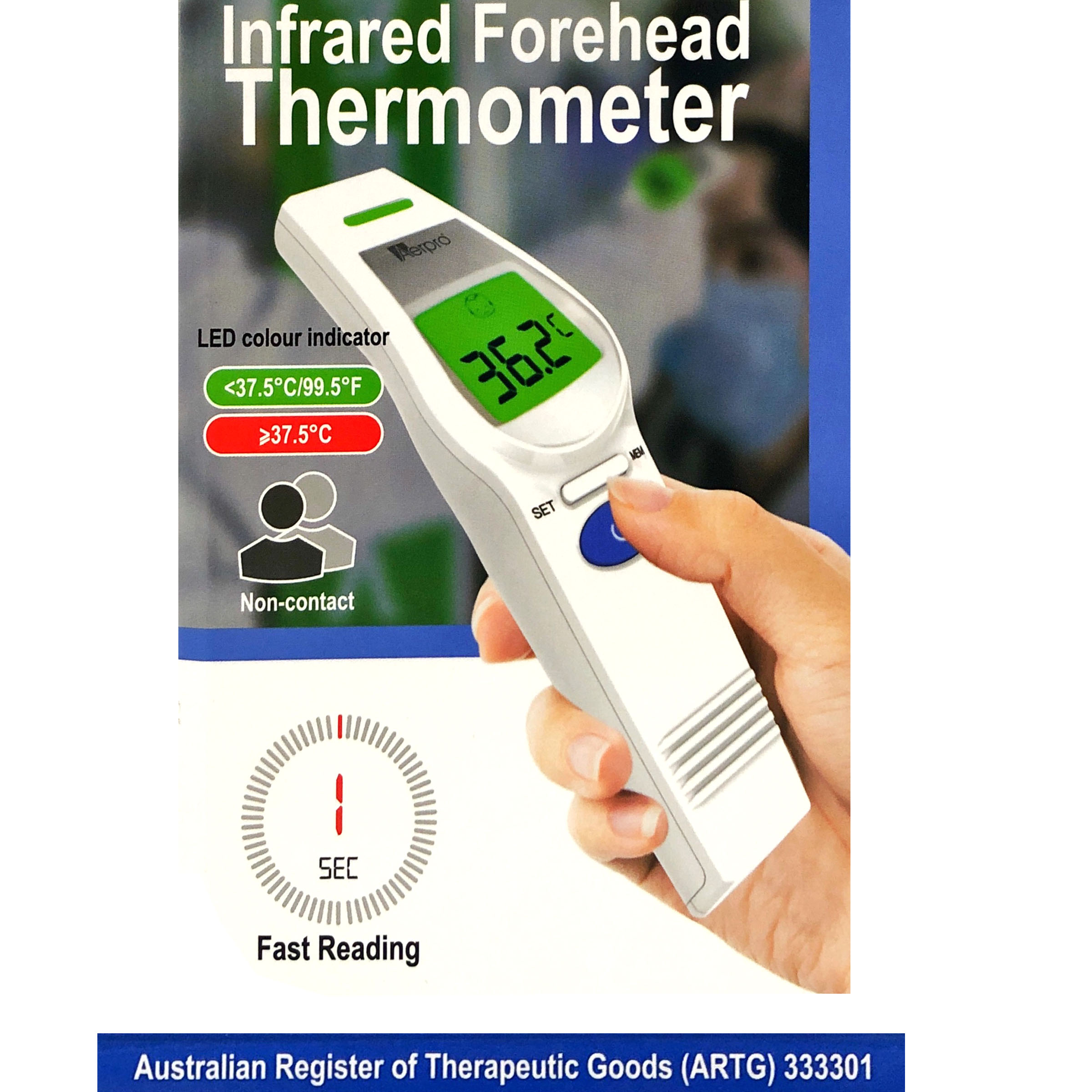 Aerpro Non Contact Infra Red Forehead & Body Thermometer Australian ARTG Registered — image 2