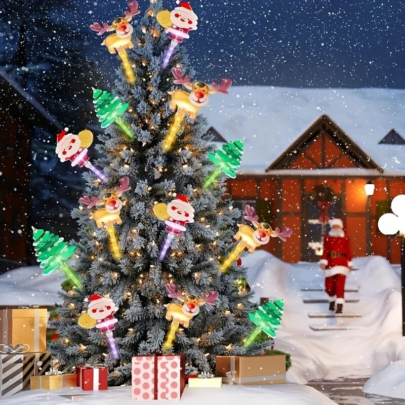 6-piece solar outdoor/indoor Christmas light strip with automatic switch function - solar lawn decoration, including ground stand, suitable for garden โ image 6