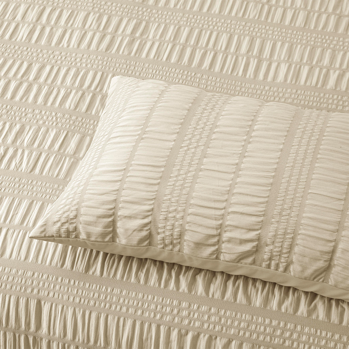 Accessorize Seersucker Natural Polyester Quilt Cover Set Queen — image 3