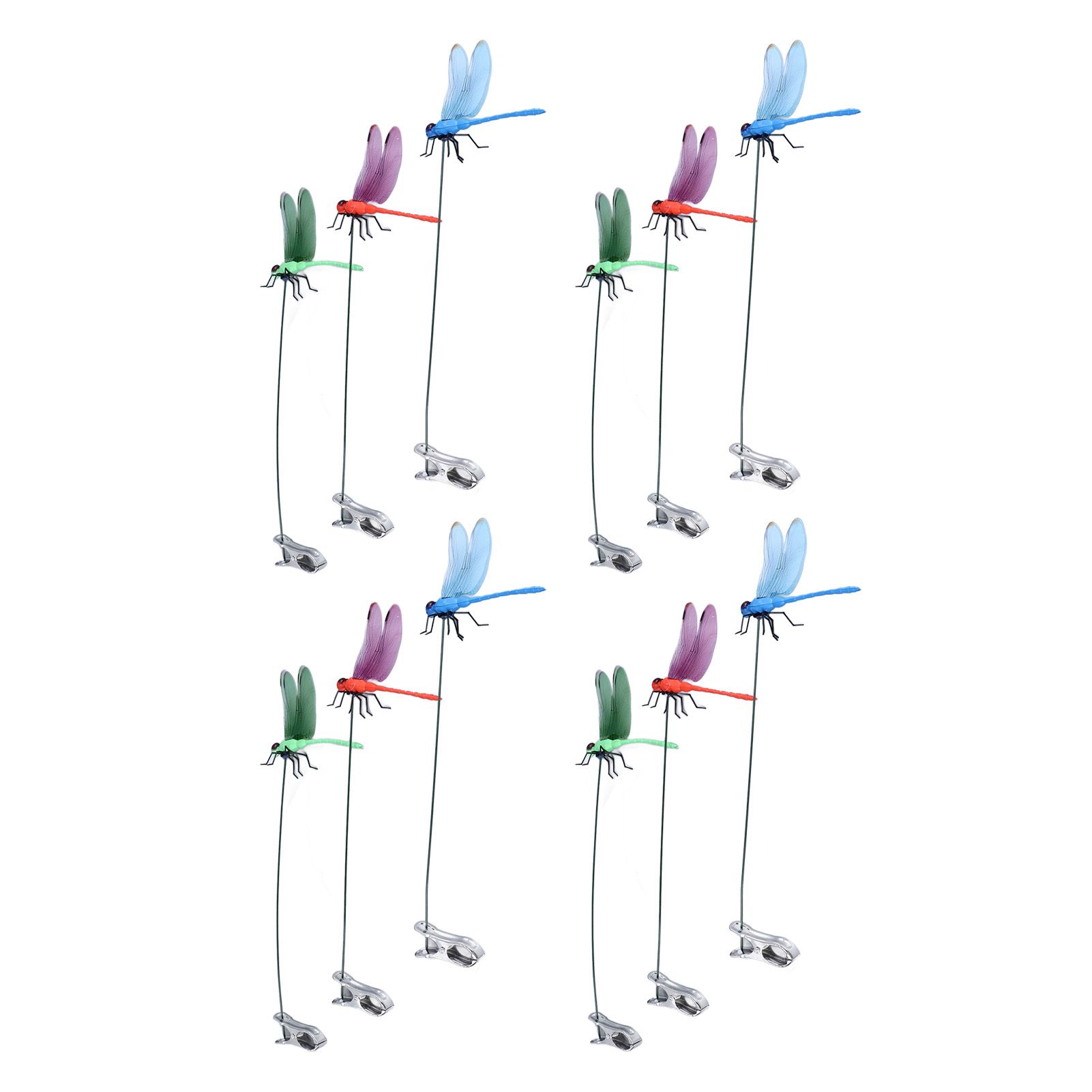 Dragonfly Clip Fake Dragonfly Pole Clips Natural Organic Concept 3D Dragonfly Garden Decor for Family Garden Potted Flowers Lawn House Statue 12Pcs — image 3