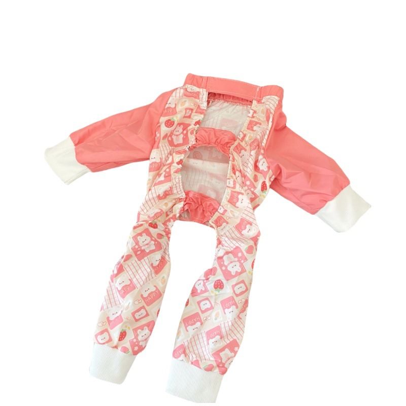 Four Legged Dog Clothes Aite chong Dustproof Waterproof Vibrant pink floral dustproof pants