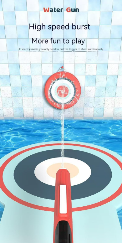 Electric Water Gun Auto Refill 46cm White LED Pulse Blaster High Pressure Toy with External Bottle Connector & Manual Mode for Summer Pool Party — image 6