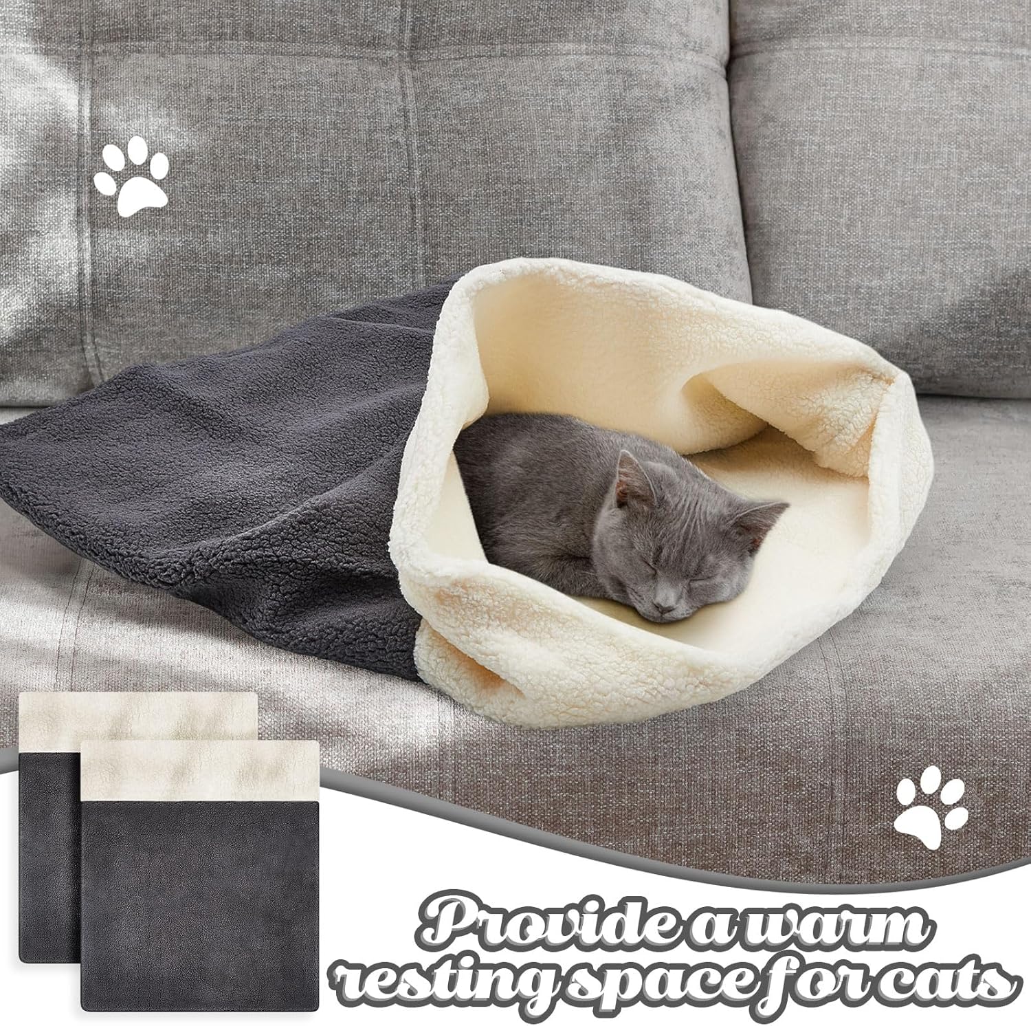 2 Pcs Cat Bed Cave Cat Sleeping Bag Kitten Bed Sack pet Cave Warming Pad Sack PET Mat for Kitten Puppy Small Dogs, 24 x 22 Inch — image 4