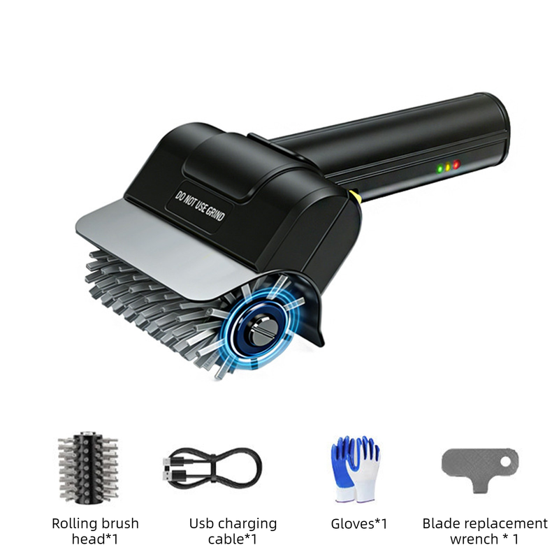 Rechargeable Electric Grill Brush, Stainless Steel Wire Roller BBQ Cleaner Tool Kit for Outdoor